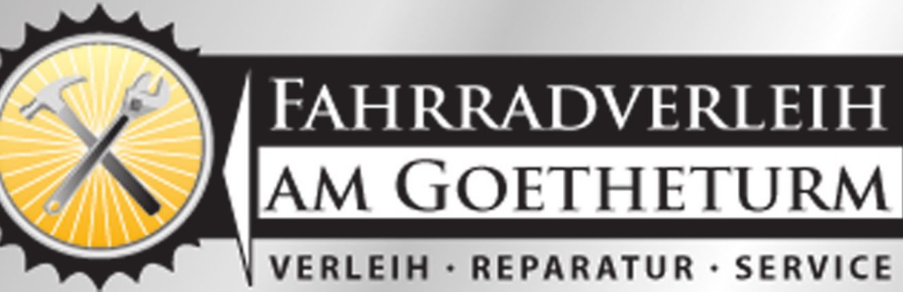 logo fahrradverleih am goetheturm Logo des Fahrradverleihs am Goetheturm mit Werkzeug-Symbol und dem Text „Verleih - Reparatur - Service“.